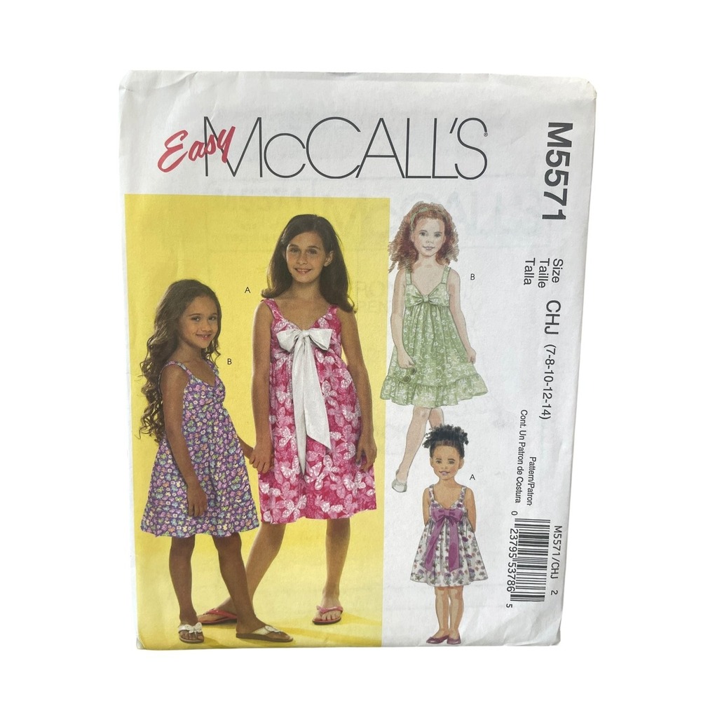 McCall's M5571 Sewing Pattern Girls Size 7-14 Multicolor Sundress A-Line Uncut